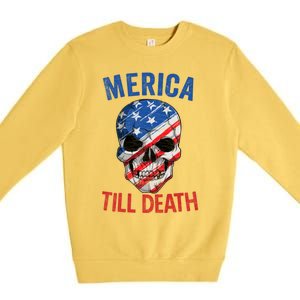 Merica Patriotic Usa Skull American Flag 4th Of July Great Gift Premium Crewneck Sweatshirt