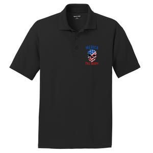 Merica Patriotic Usa Skull American Flag 4th Of July Great Gift PosiCharge RacerMesh Polo