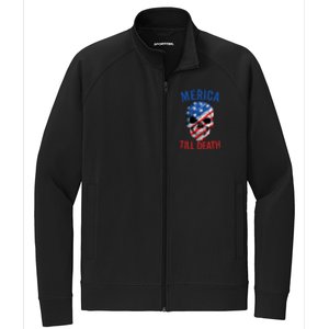 Merica Patriotic Usa Skull American Flag 4th Of July Great Gift Stretch Full-Zip Cadet Jacket