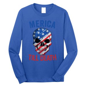 Merica Patriotic Usa Skull American Flag 4th Of July Great Gift Long Sleeve Shirt