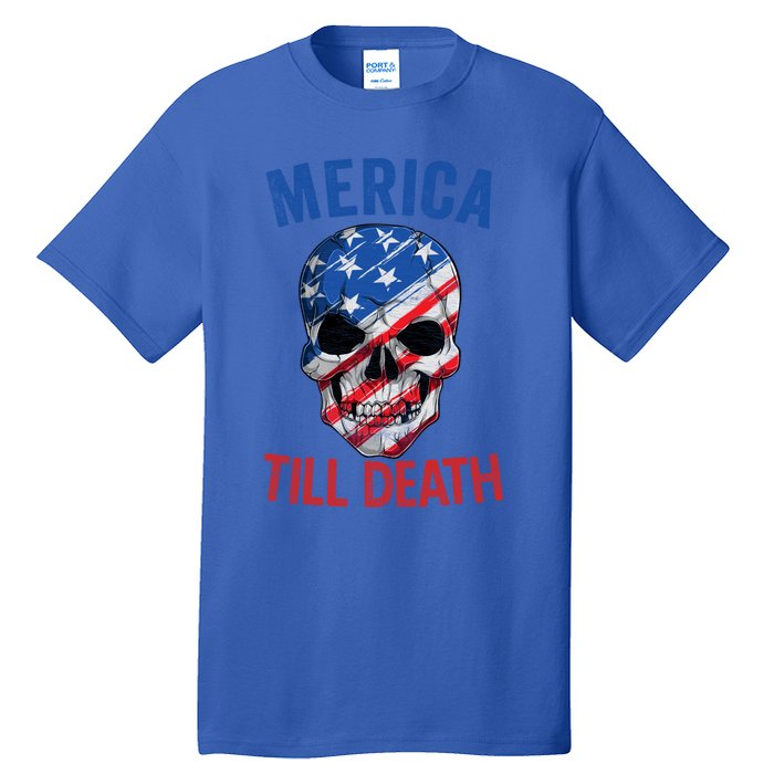 Merica Patriotic Usa Skull American Flag 4th Of July Great Gift Tall T-Shirt