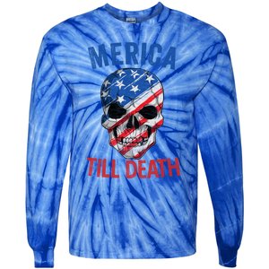 Merica Patriotic Usa Skull American Flag 4th Of July Great Gift Tie-Dye Long Sleeve Shirt