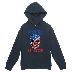 Merica Patriotic Usa Skull American Flag 4th Of July Great Gift Urban Pullover Hoodie