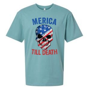 Merica Patriotic Usa Skull American Flag 4th Of July Great Gift Sueded Cloud Jersey T-Shirt