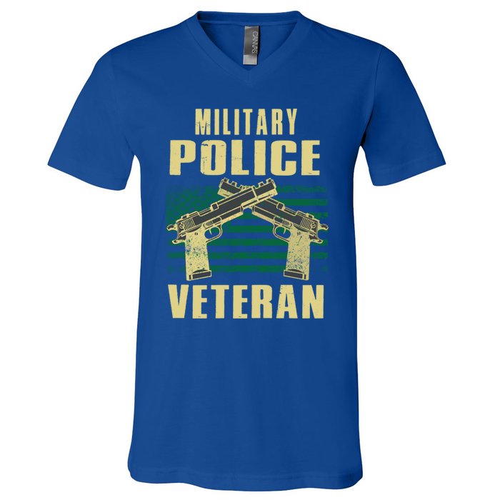 Military Police Veteran America Patriot Cop Military Veteran Great Gift V-Neck T-Shirt