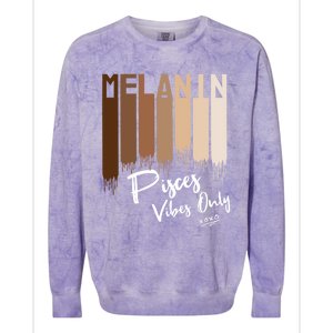 Melanin Pisces Vibes Only Zodiac Sign For Black Funny Gift Colorblast Crewneck Sweatshirt