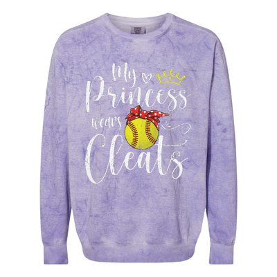 My Princess Wears Cleats Funny Baseball Softball Mothers Mom Colorblast Crewneck Sweatshirt