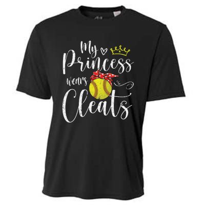 My Princess Wears Cleats Funny Baseball Softball Mothers Mom Cooling Performance Crew T-Shirt