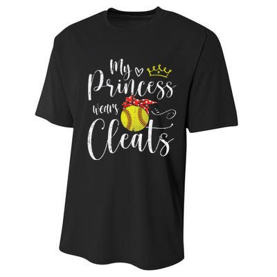 My Princess Wears Cleats Funny Baseball Softball Mothers Mom Performance Sprint T-Shirt