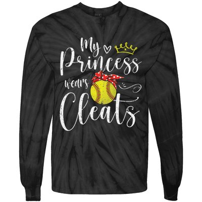 My Princess Wears Cleats Funny Baseball Softball Mothers Mom Tie-Dye Long Sleeve Shirt