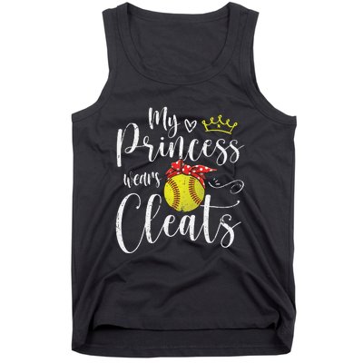 My Princess Wears Cleats Funny Baseball Softball Mothers Mom Tank Top