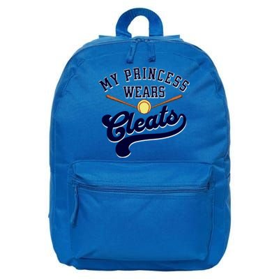 My Princess Wears Cleats Softball Mom Dad Parent Cute Gift 16 in Basic Backpack