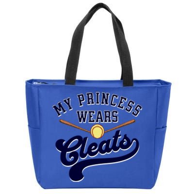 My Princess Wears Cleats Softball Mom Dad Parent Cute Gift Zip Tote Bag