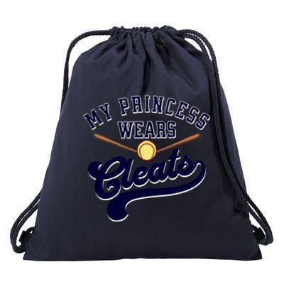 My Princess Wears Cleats Softball Mom Dad Parent Cute Gift Drawstring Bag