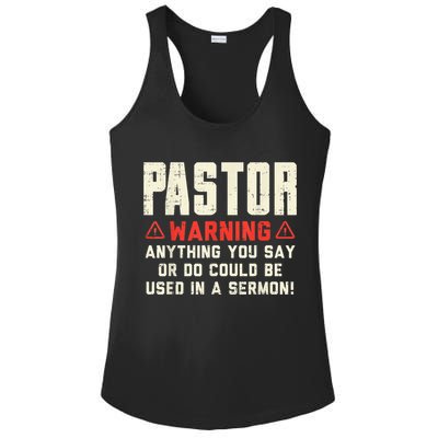 Mens Pastor Warning Sermon Funny Christian Preacher Minister Ladies PosiCharge Competitor Racerback Tank