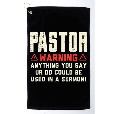 Mens Pastor Warning Sermon Funny Christian Preacher Minister Golf Towel