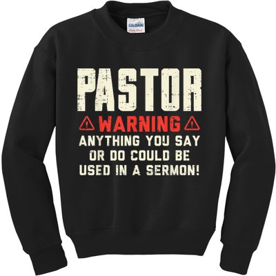 Mens Pastor Warning Sermon Funny Christian Preacher Minister Kids Sweatshirt
