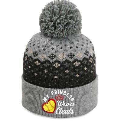 My Princess Wears Cleats Softball Mom Dad Funny Softball Funny Gift The Baniff Cuffed Pom Beanie