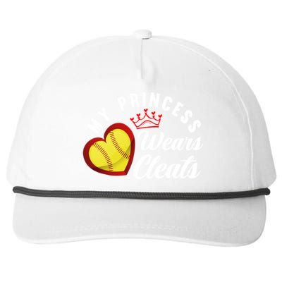 My Princess Wears Cleats Softball Mom Dad Funny Softball Funny Gift Snapback Five-Panel Rope Hat