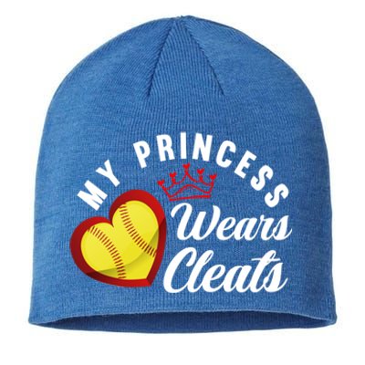 My Princess Wears Cleats Softball Mom Dad Funny Softball Funny Gift Sustainable Beanie