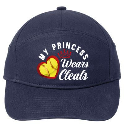 My Princess Wears Cleats Softball Mom Dad Funny Softball Funny Gift 7-Panel Snapback Hat