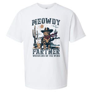 Meowdy Partner Whiskers In The Wind Humor Cool Cowboy Cat Sueded Cloud Jersey T-Shirt