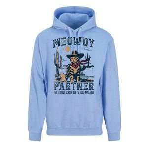 Meowdy Partner Whiskers In The Wind Humor Cool Cowboy Cat Unisex Surf Hoodie