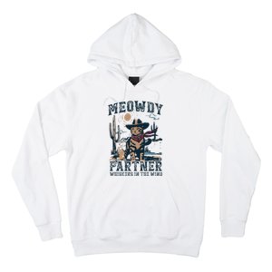 Meowdy Partner Whiskers In The Wind Humor Cool Cowboy Cat Hoodie