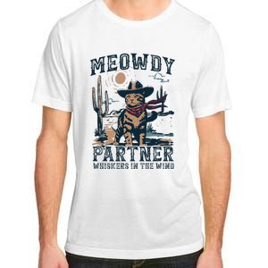 Meowdy Partner Whiskers In The Wind Humor Cool Cowboy Cat Adult ChromaSoft Performance T-Shirt