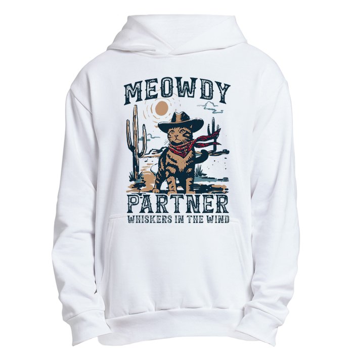 Meowdy Partner Whiskers In The Wind Humor Cool Cowboy Cat Urban Pullover Hoodie