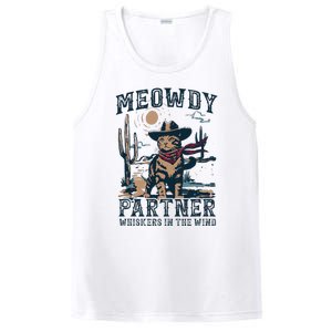 Meowdy Partner Whiskers In The Wind Humor Cool Cowboy Cat PosiCharge Competitor Tank