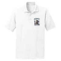 Meowdy Partner Whiskers In The Wind Humor Cool Cowboy Cat PosiCharge RacerMesh Polo