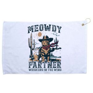 Meowdy Partner Whiskers In The Wind Humor Cool Cowboy Cat Grommeted Golf Towel