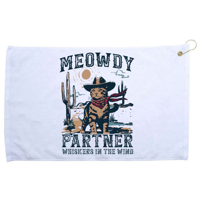 Meowdy Partner Whiskers In The Wind Humor Cool Cowboy Cat Grommeted Golf Towel