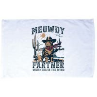 Meowdy Partner Whiskers In The Wind Humor Cool Cowboy Cat Microfiber Hand Towel