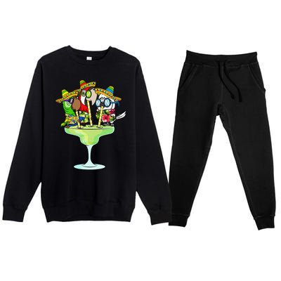 Macaw Parrots With Sombreros Cinco De Mayo Margarita Bird Premium Crewneck Sweatsuit Set