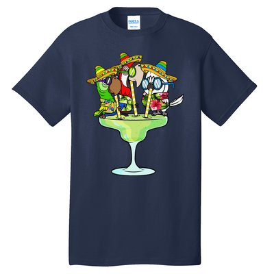 Macaw Parrots With Sombreros Cinco De Mayo Margarita Bird Tall T-Shirt