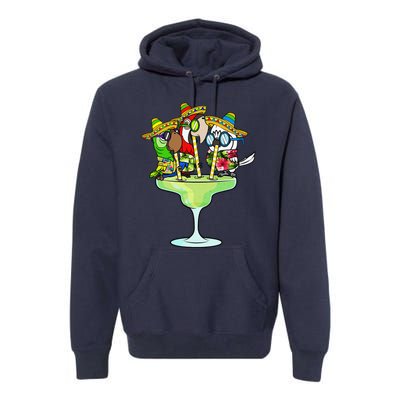 Macaw Parrots With Sombreros Cinco De Mayo Margarita Bird Premium Hoodie