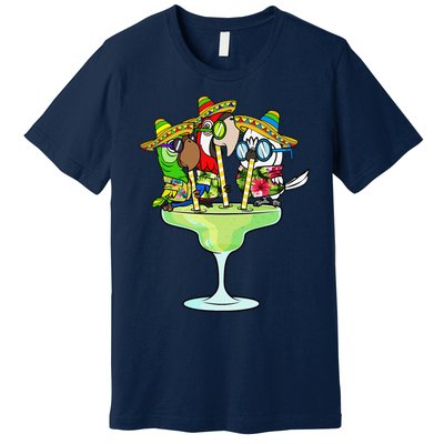 Macaw Parrots With Sombreros Cinco De Mayo Margarita Bird Premium T-Shirt