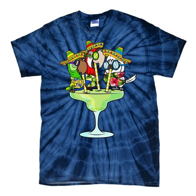 Macaw Parrots With Sombreros Cinco De Mayo Margarita Bird Tie-Dye T-Shirt