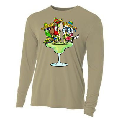 Macaw Parrots With Sombreros Cinco De Mayo Margarita Bird Cooling Performance Long Sleeve Crew