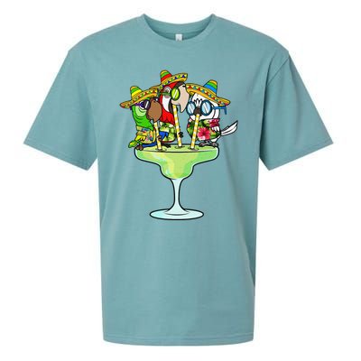 Macaw Parrots With Sombreros Cinco De Mayo Margarita Bird Sueded Cloud Jersey T-Shirt