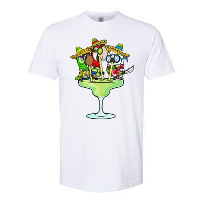 Macaw Parrots With Sombreros Cinco De Mayo Margarita Bird Softstyle® CVC T-Shirt