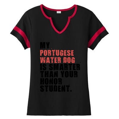 My Portugese Water Doggo Dog Is Smarter Adc096c Gift Ladies Halftime Notch Neck Tee