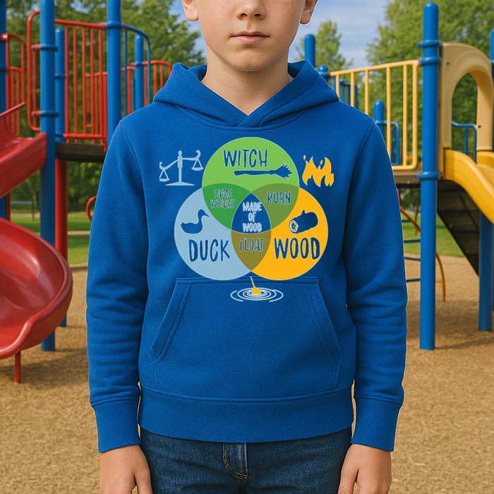Monty Python Witch Duck Wood Kids Hoodie