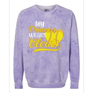 My Princess Wears Cleats Softball Dad Mom Baseball Player Great Gift Colorblast Crewneck Sweatshirt