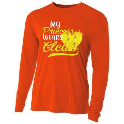 My Princess Wears Cleats Softball Dad Mom Baseball Player Great Gift Cooling Performance Long Sleeve Crew