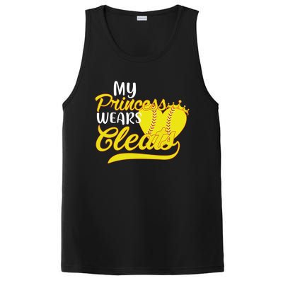 My Princess Wears Cleats Softball Dad Mom Baseball Player Great Gift PosiCharge Competitor Tank