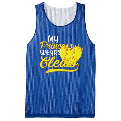 My Princess Wears Cleats Softball Dad Mom Baseball Player Great Gift Mesh Reversible Basketball Jersey Tank