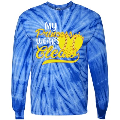 My Princess Wears Cleats Softball Dad Mom Baseball Player Great Gift Tie-Dye Long Sleeve Shirt